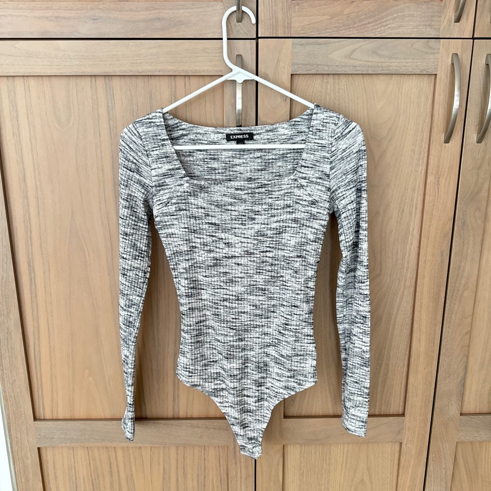 Express Gray Knit Bodysuit